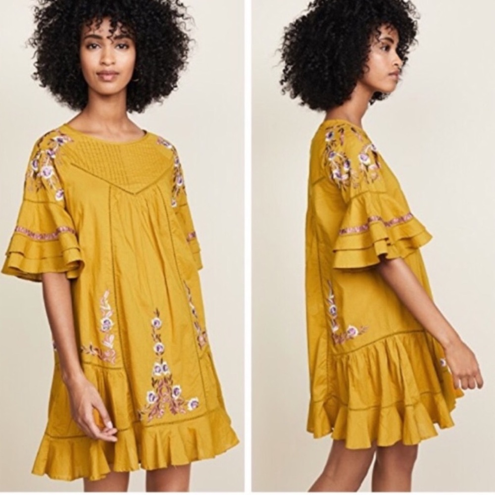 New Free People Pavlo Cotton Embroidered Dress - Picture 2 of 9